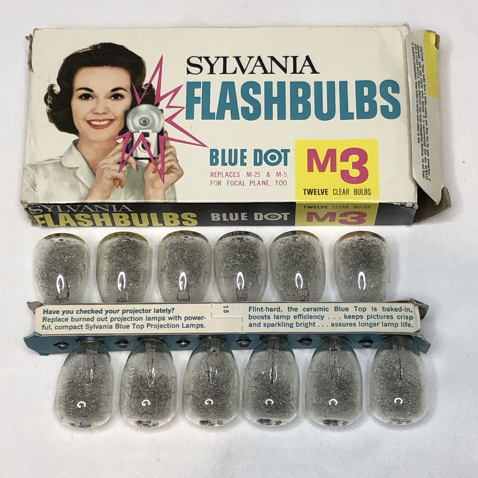 Vintage Sylvania Flashbulbs Blue Dot M2 M3 AG1B Bulbs Lot Assorted Mixed