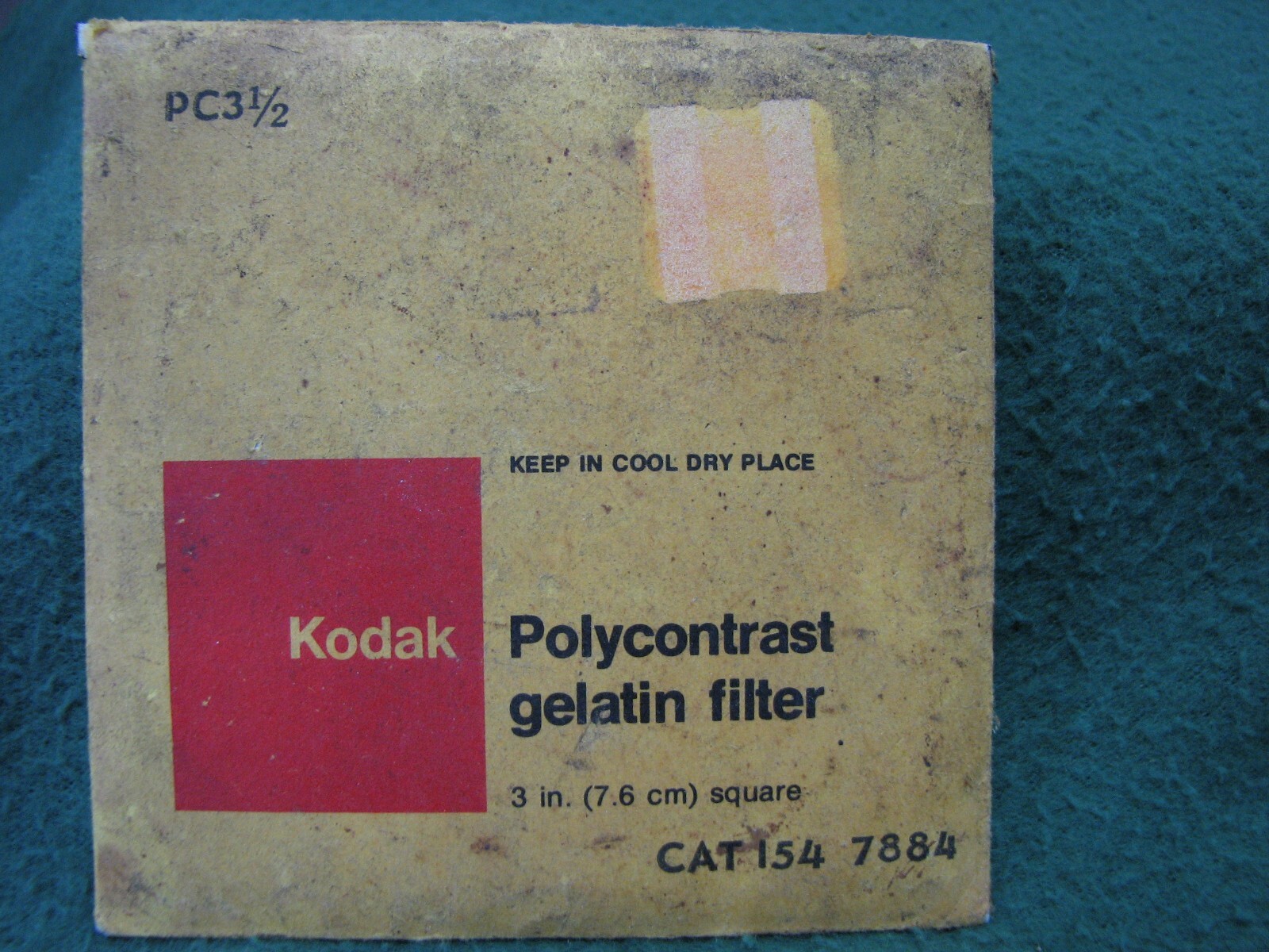 Vintage KODAK Polycontrast Gelatin Filters PC 3 1/2 CAT 154 7884 3″ Square