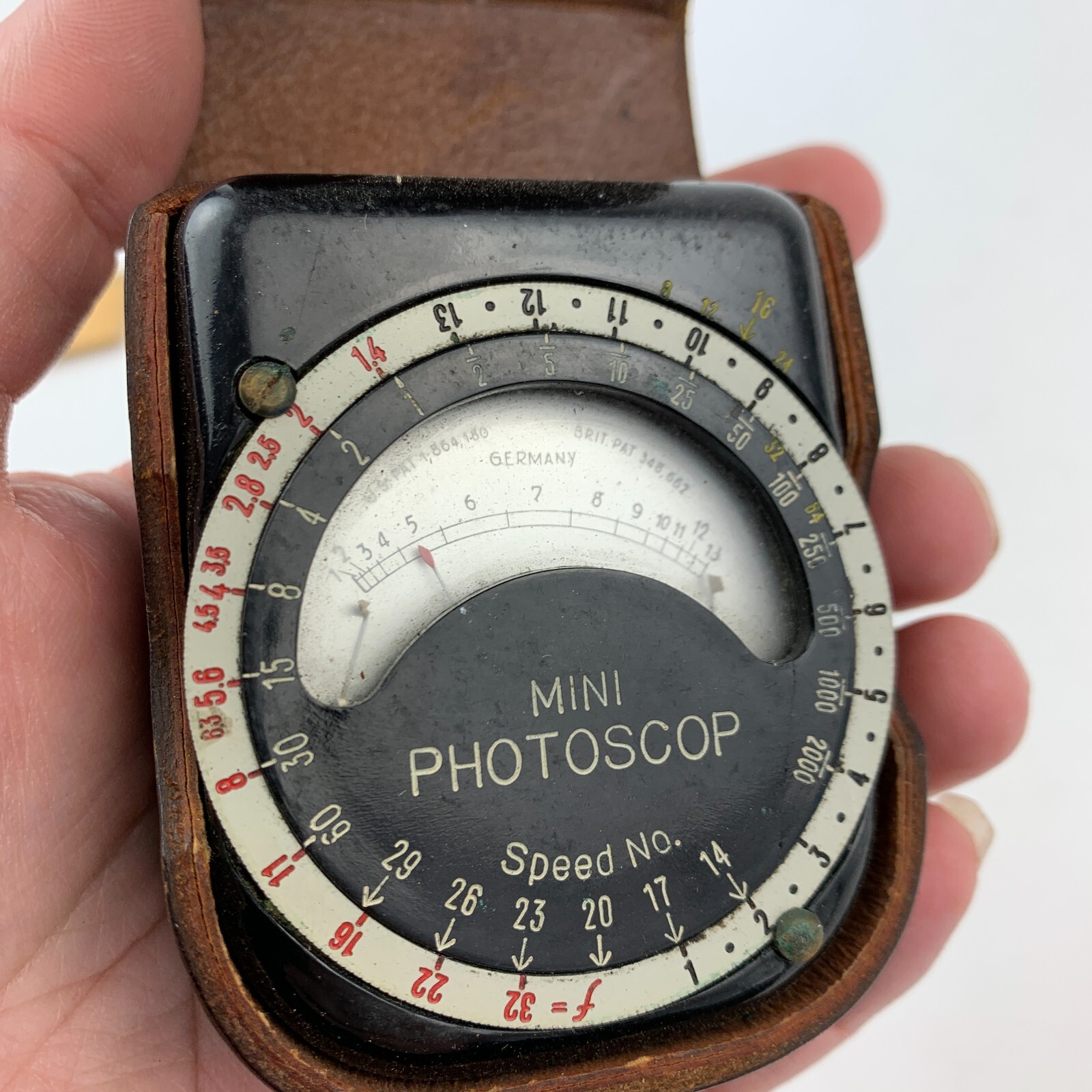Vintage Mini Photoscop Camera Light Meter Leather Case Made in Germany Untested