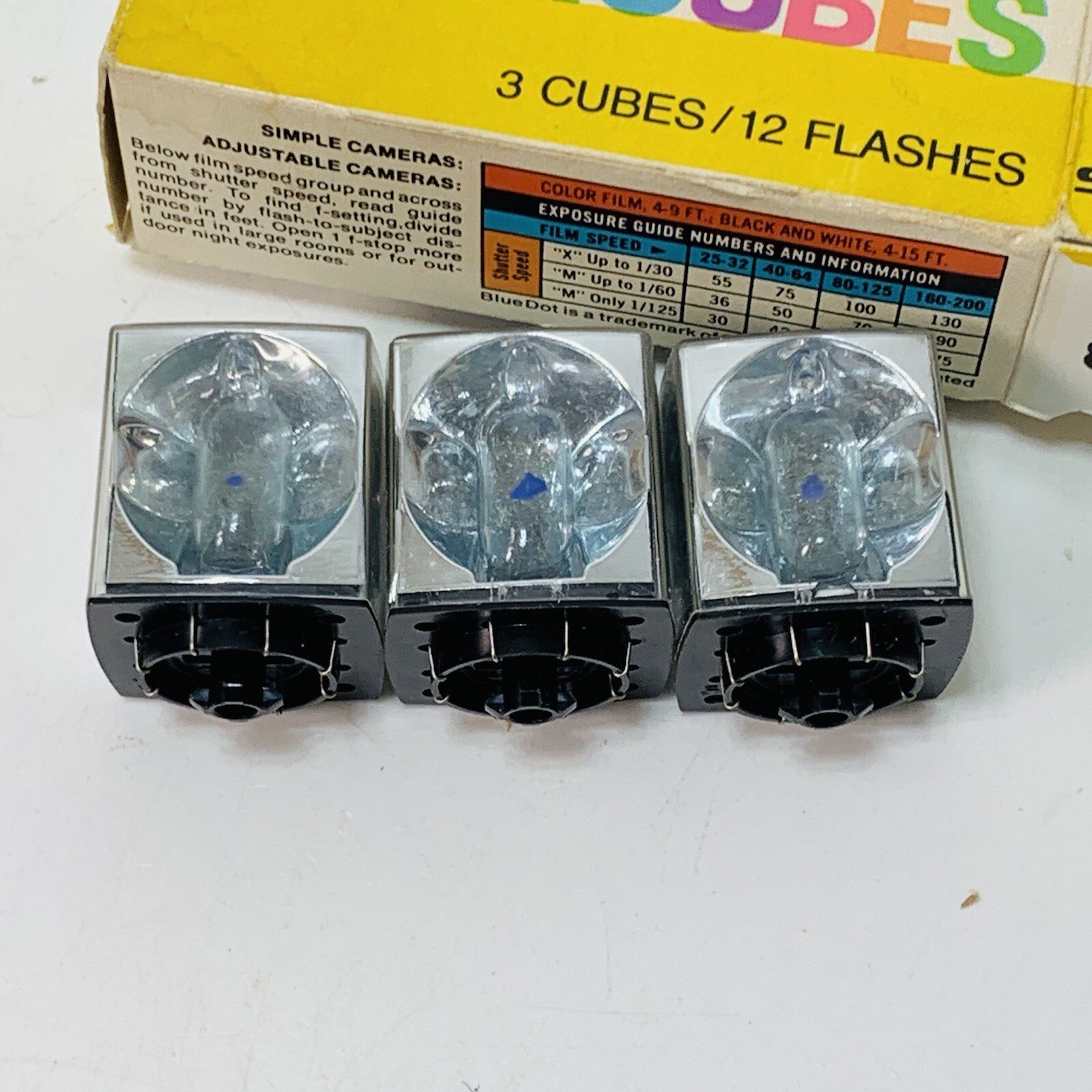 NOS SYLVANIA BLUE DOT FLASHCUBES, 3 CUBES EACH, 12 FLASHES TOTAL