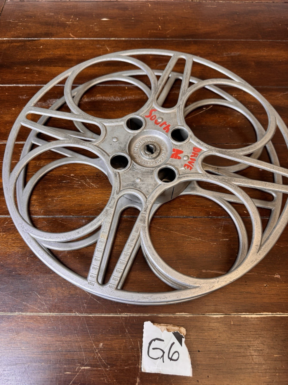 Goldberg Bros Denver CO 35mm Cast Aluminum Movie Film House Reel 2000 Ft