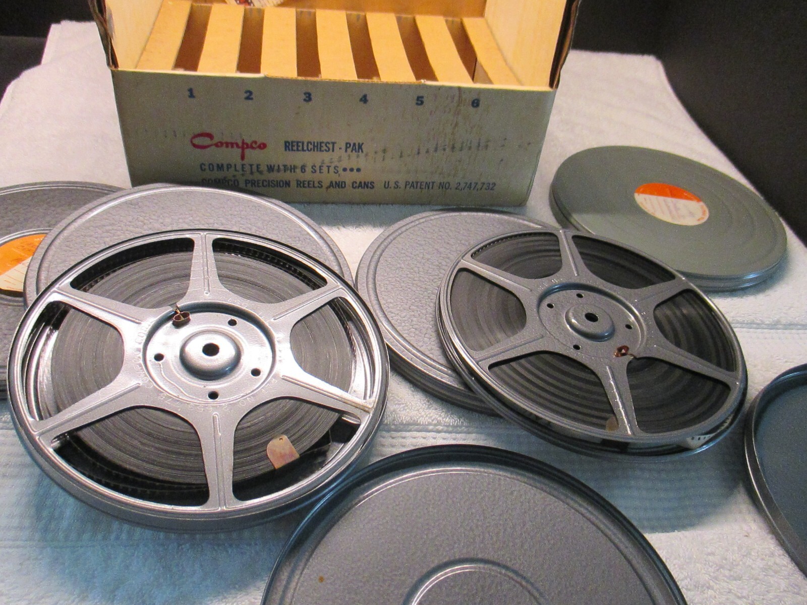 VINTAGE COMPCO REEL CHEST W/CASES AND REELS