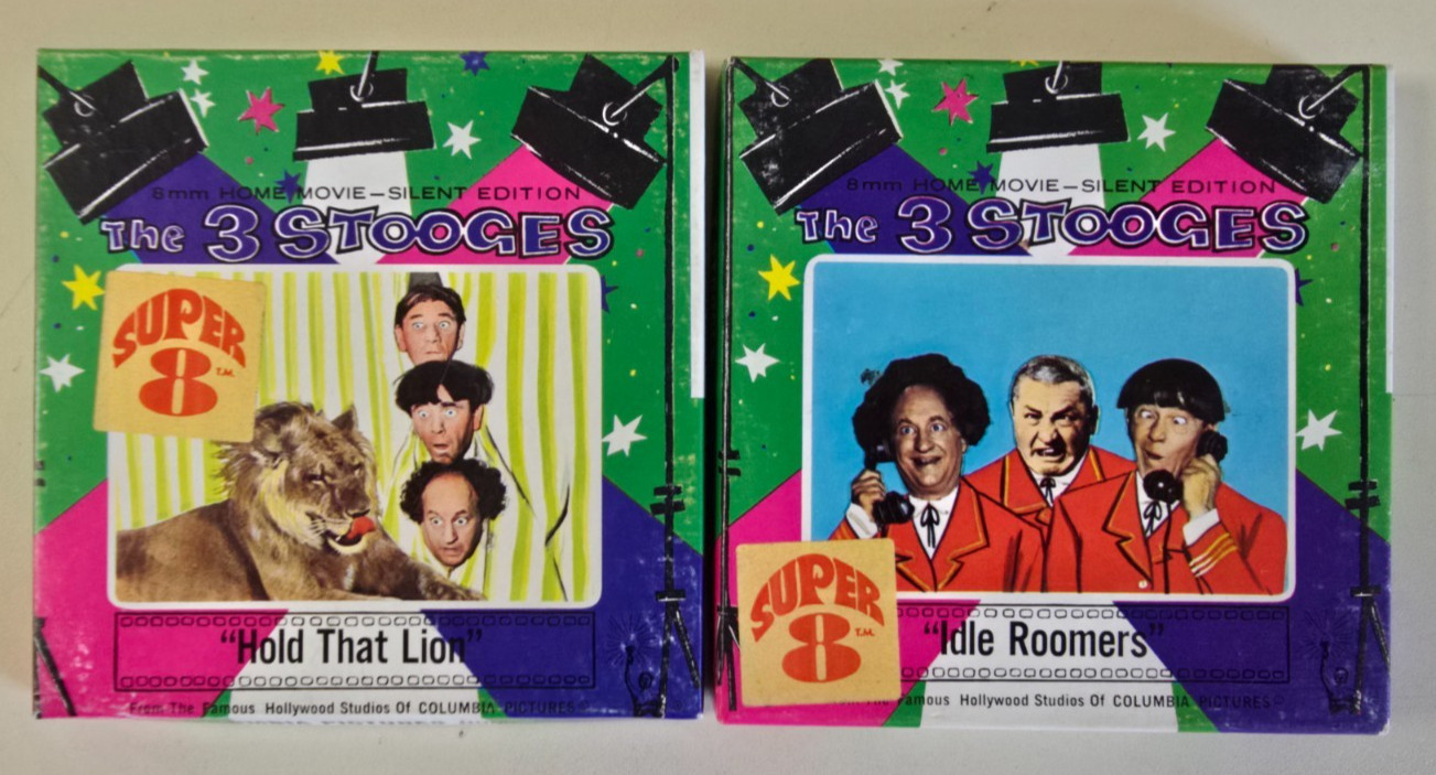 Vintage The Three 3 Stooges “Idle Roomers” + “Hold That Lion” 8mm Movie LOT-2
