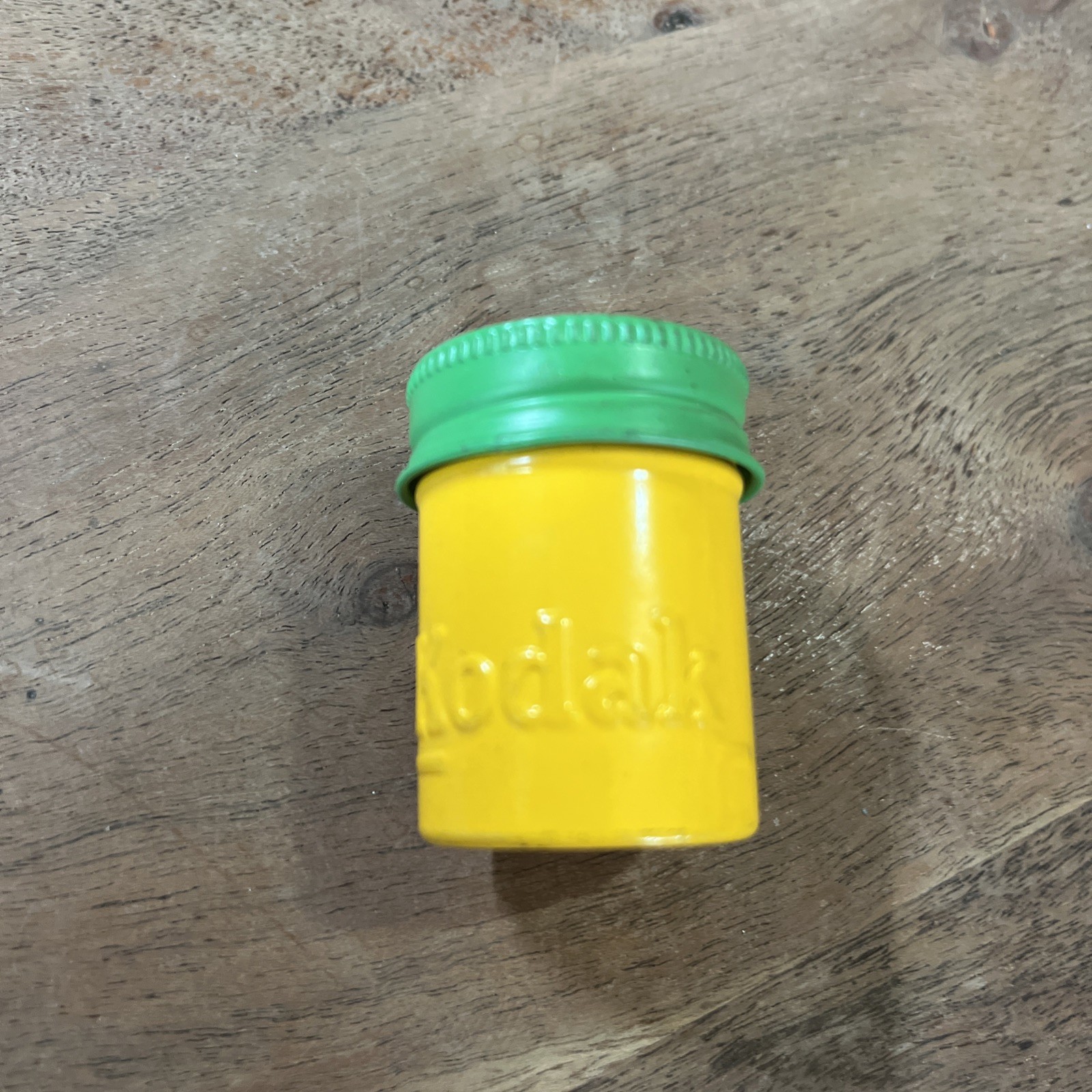 Vintage Kodak Film Metal Canister Container Green Cap Embossed 35mm