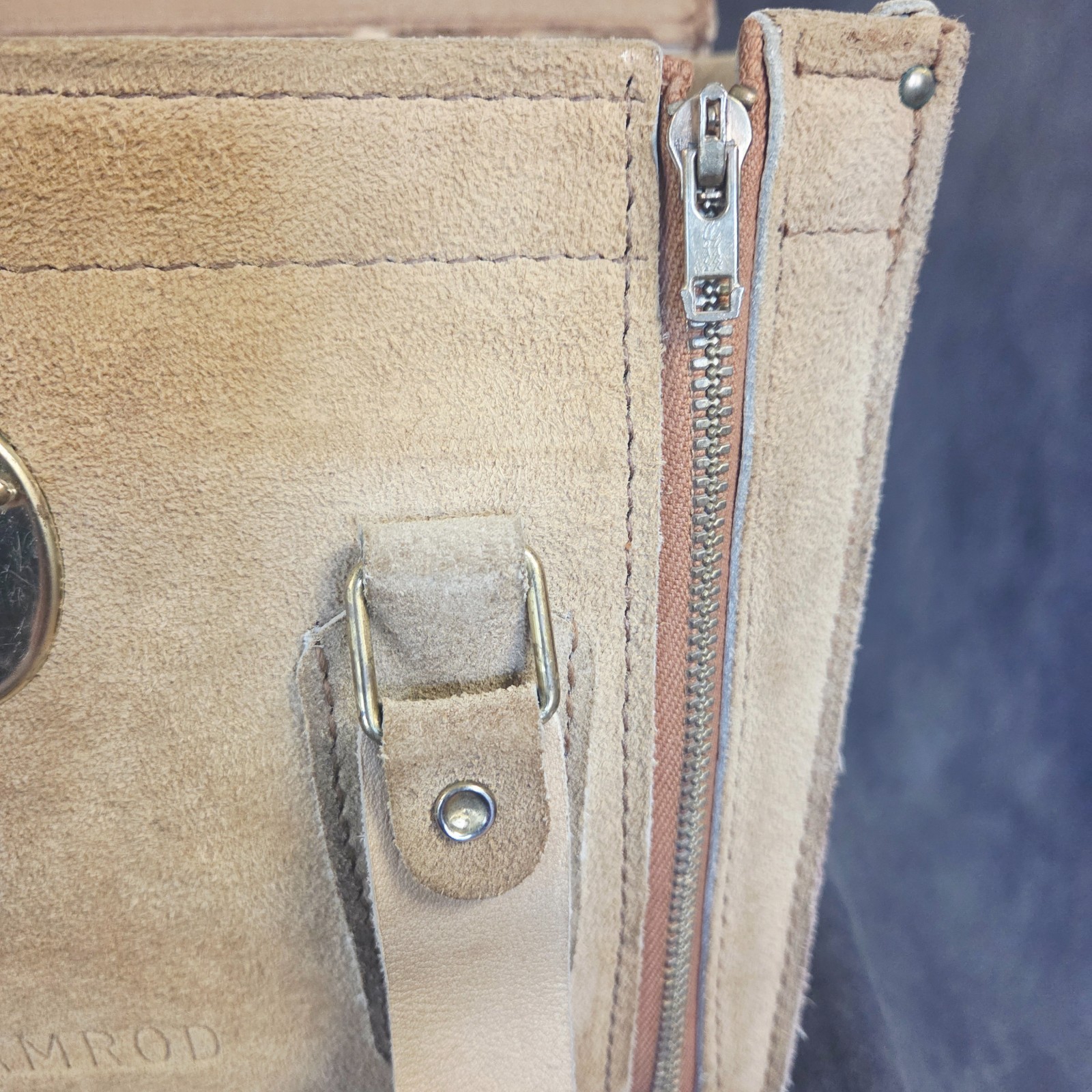 Vintage RAMROD Suede Leather Camera Bag 12×8.5×6 Made USA Cowhide Field Case