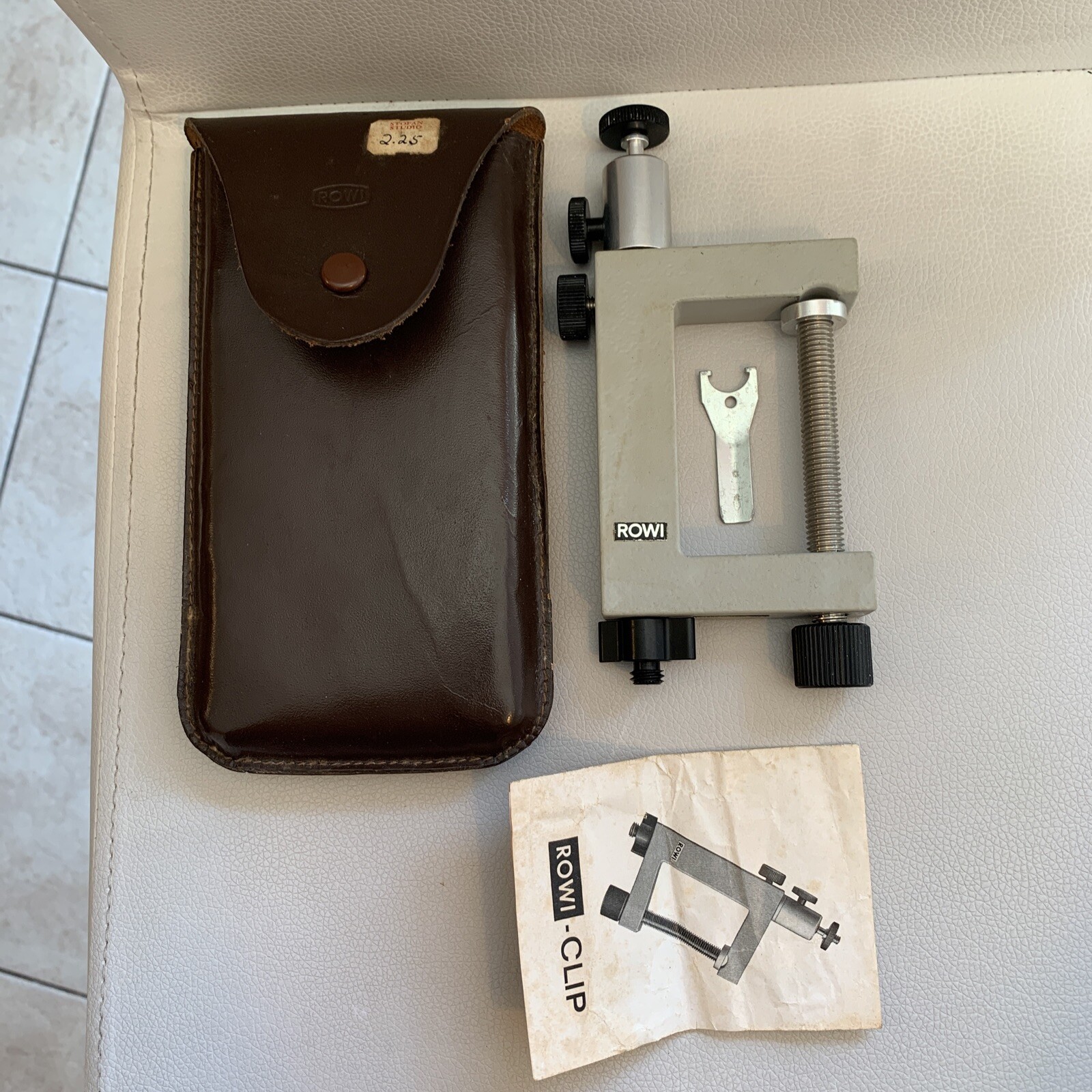 Vintage Camera Mount ROWI Clip with Leather Case Made in Germany
