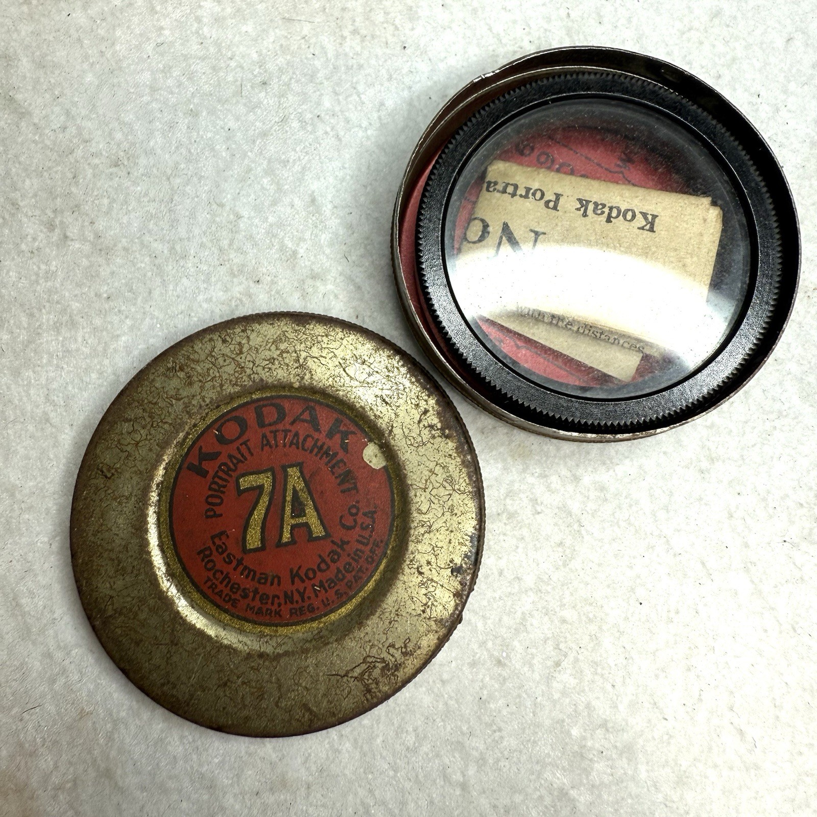 Vintage Kodak Portrait Attachment #7A Eastman Miniature Tin Case Canister