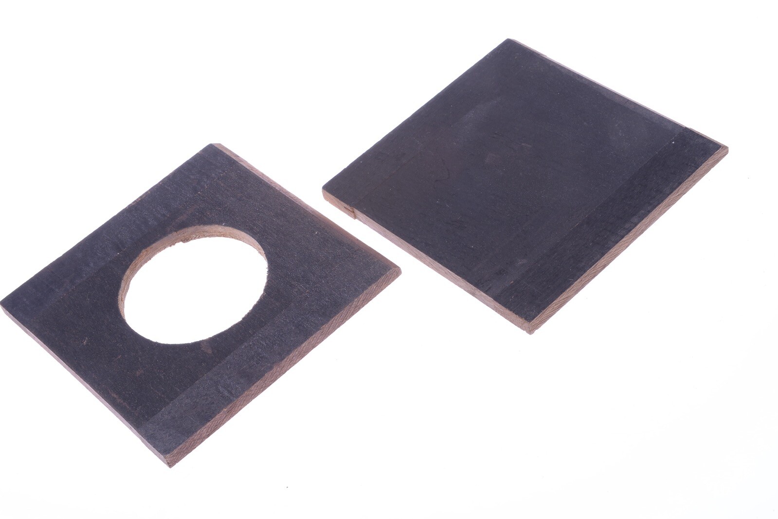 ✅ 2 ANTIQUE WOOD LENS BOARD PLATE 120X120X7MM, 63MM HOLE LARGE FORMAT CAMERA