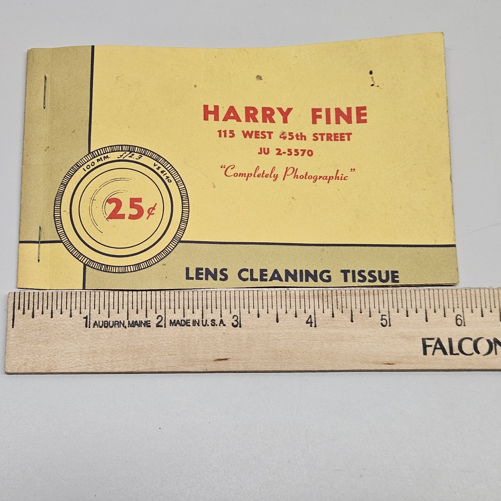 Harry Fine Lens Cleaning Tissue Famous NYC Photographer Mid Century 115 W 45th