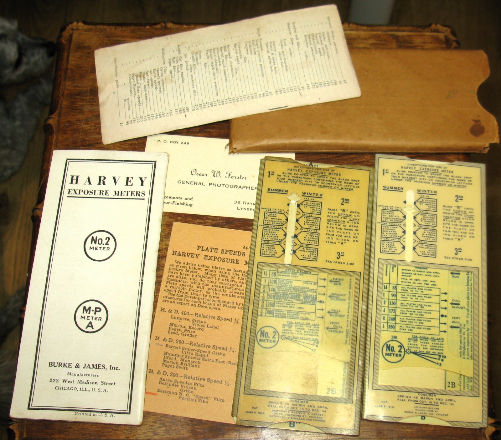 Vintage Harvey Exposure Meters Kit For Cameras, Motion Picture