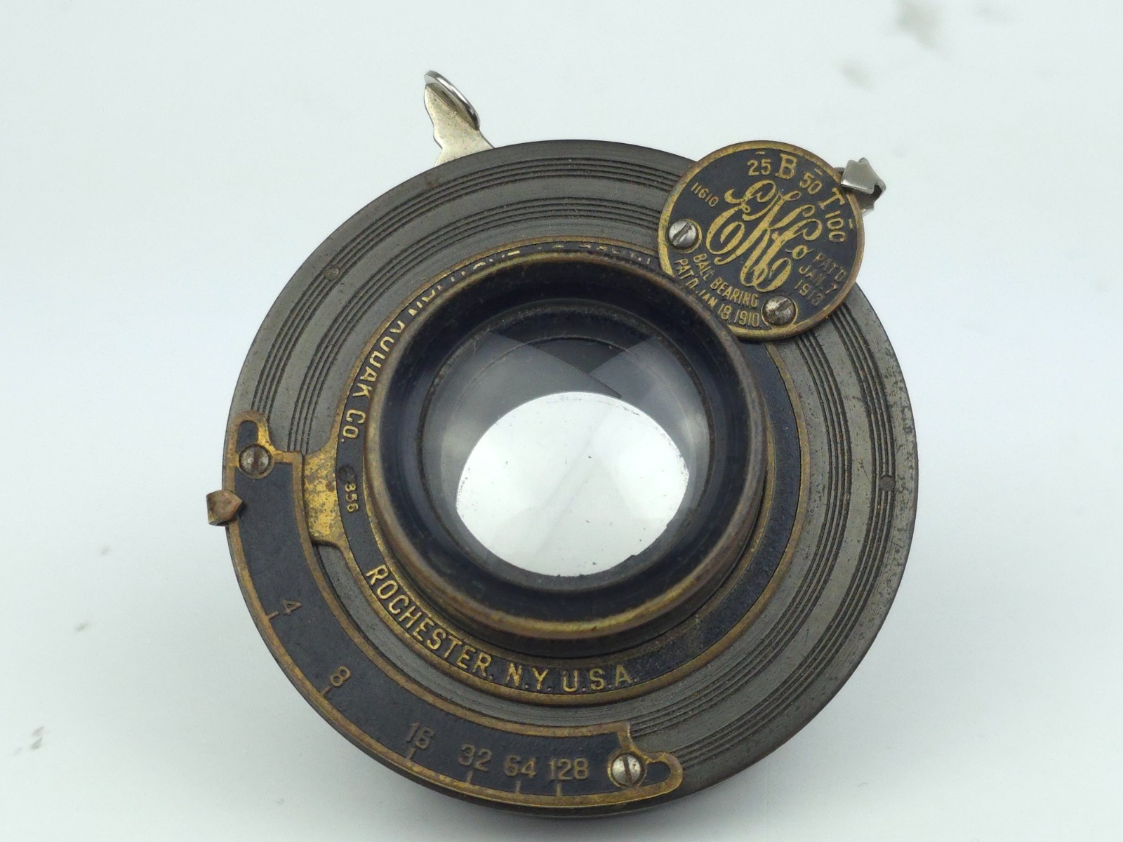 1913 Eastman Kodak Ball Bearing Lens Brass Optical Rochester NY Made In USA