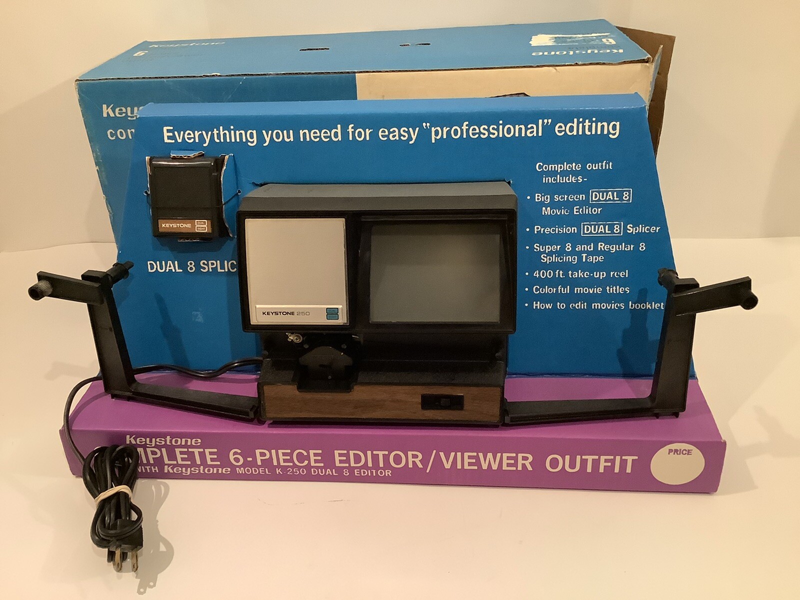 VINTAGE KEYSTONE K-250 EDITOR VIEWER OUTFIT IN ORIGINAL BOX FOR PARTS OR REPAIR