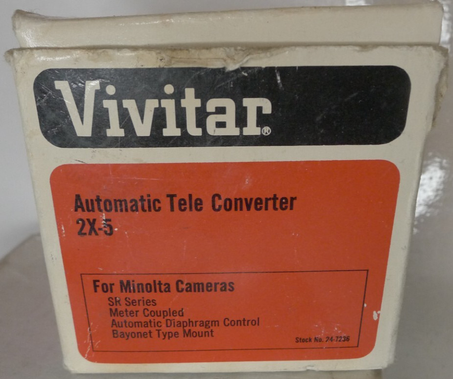Vivitar MC Tele Converter 2X-5 & Box, Caps & Case for Minolta – Made in Japan