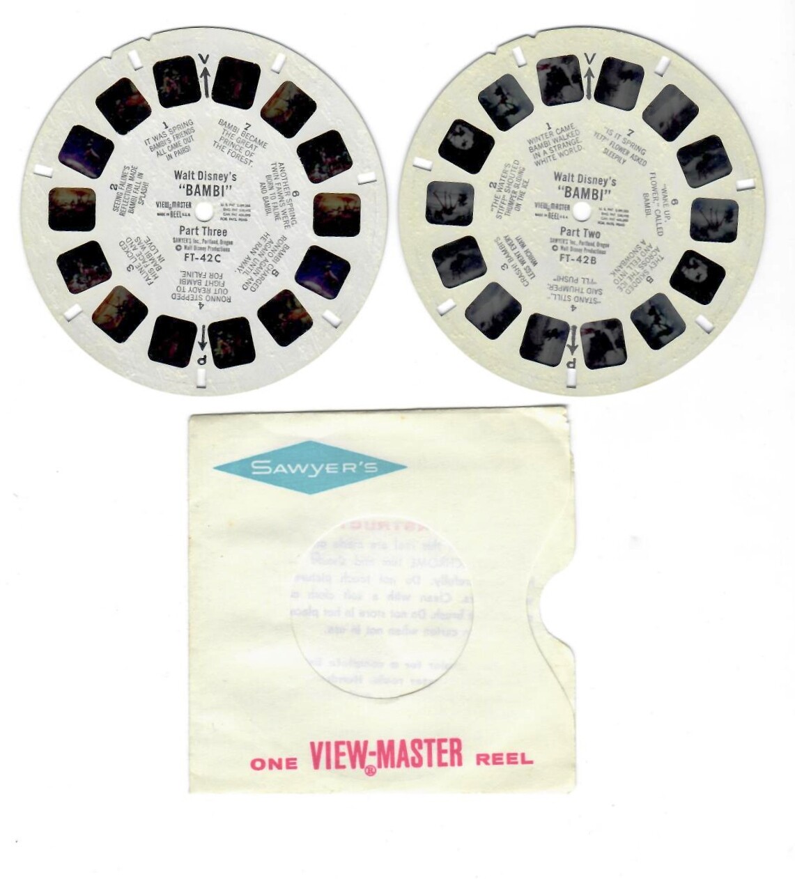 View-Master Reel – 1950’s – Bambi FT-42B and FT42C – FREE USA SHIPPING