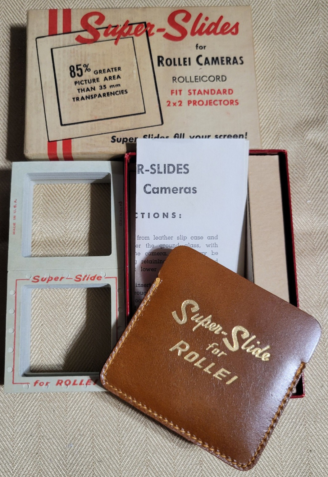 vtg 27 Super-Slides for Rollei Cameras Rolleiflex 2×2 85% greater picture area