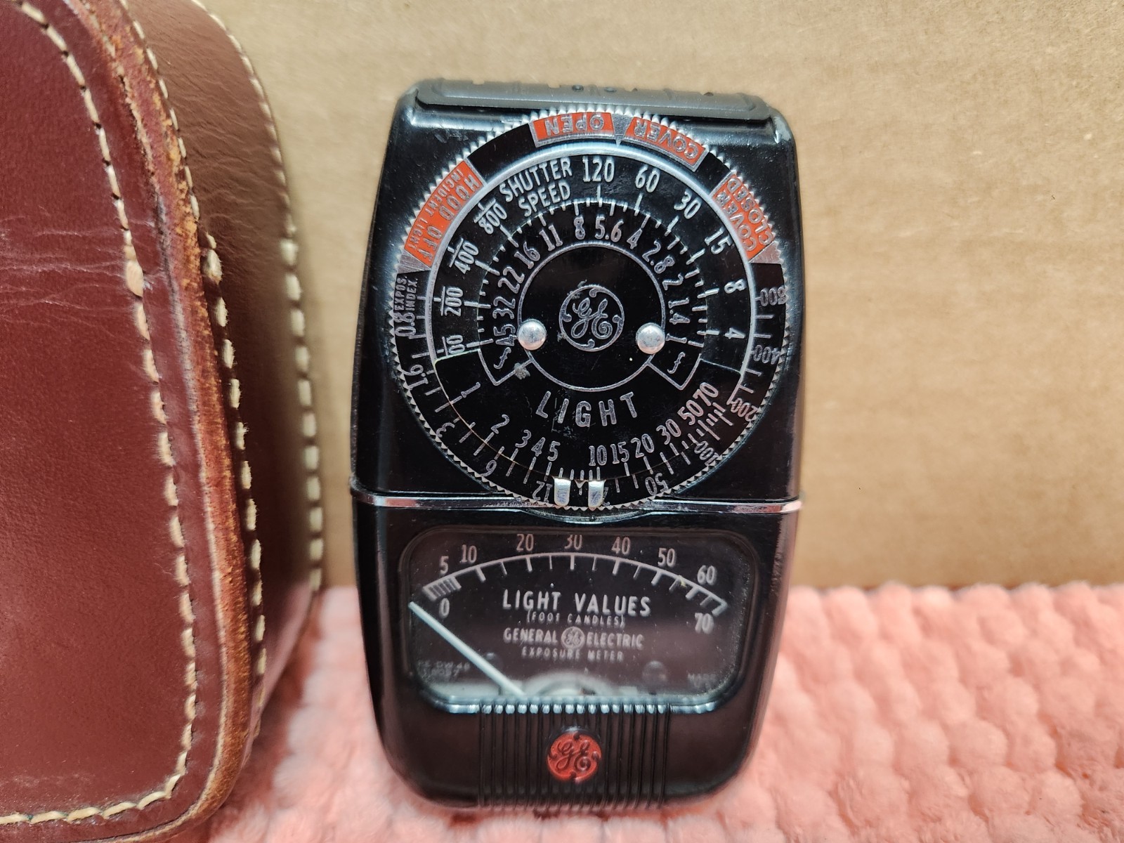VTG General Electric Exposure Light Meter GE Model 8DW48Y6 w/ Leather Case