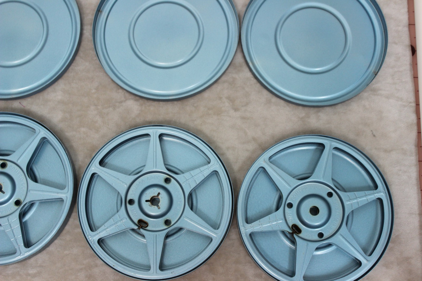 8 mm Reels and Canisters Compco 200 Feet Empty Blue Lot of 4