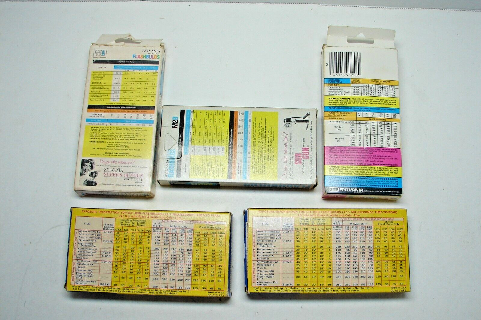 Sylvania M2B & M3 Flashbulbs & General Electric M3B Flashbulbs New 5 boxes