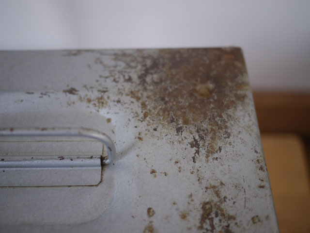 Vintage 50s Brumberger Super 8mm Film Reel Holder Carry Case Hammered Metal Box