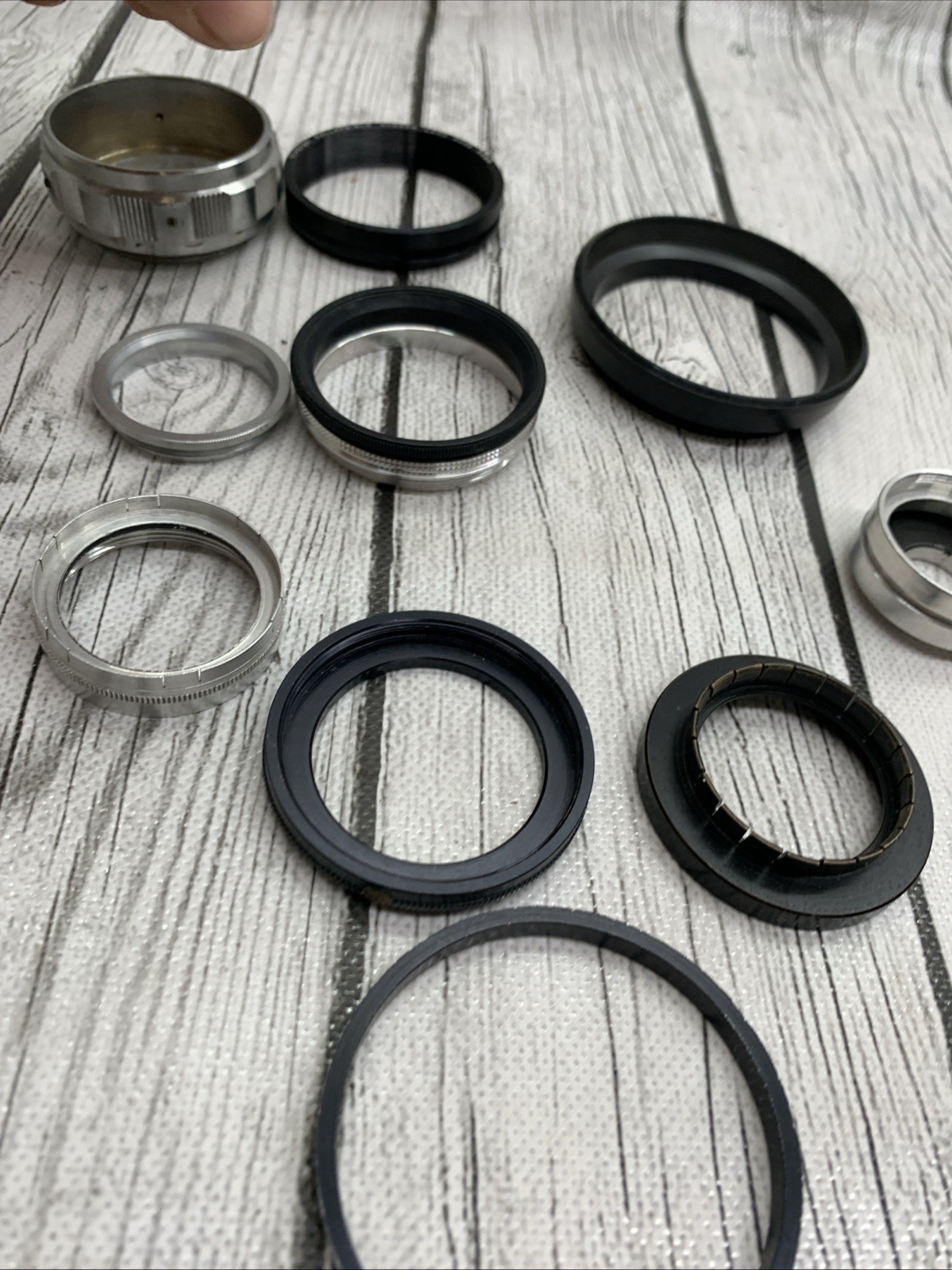 Vintage lot Camera Parts Hoods Caps Lens Adapters 11 pieces