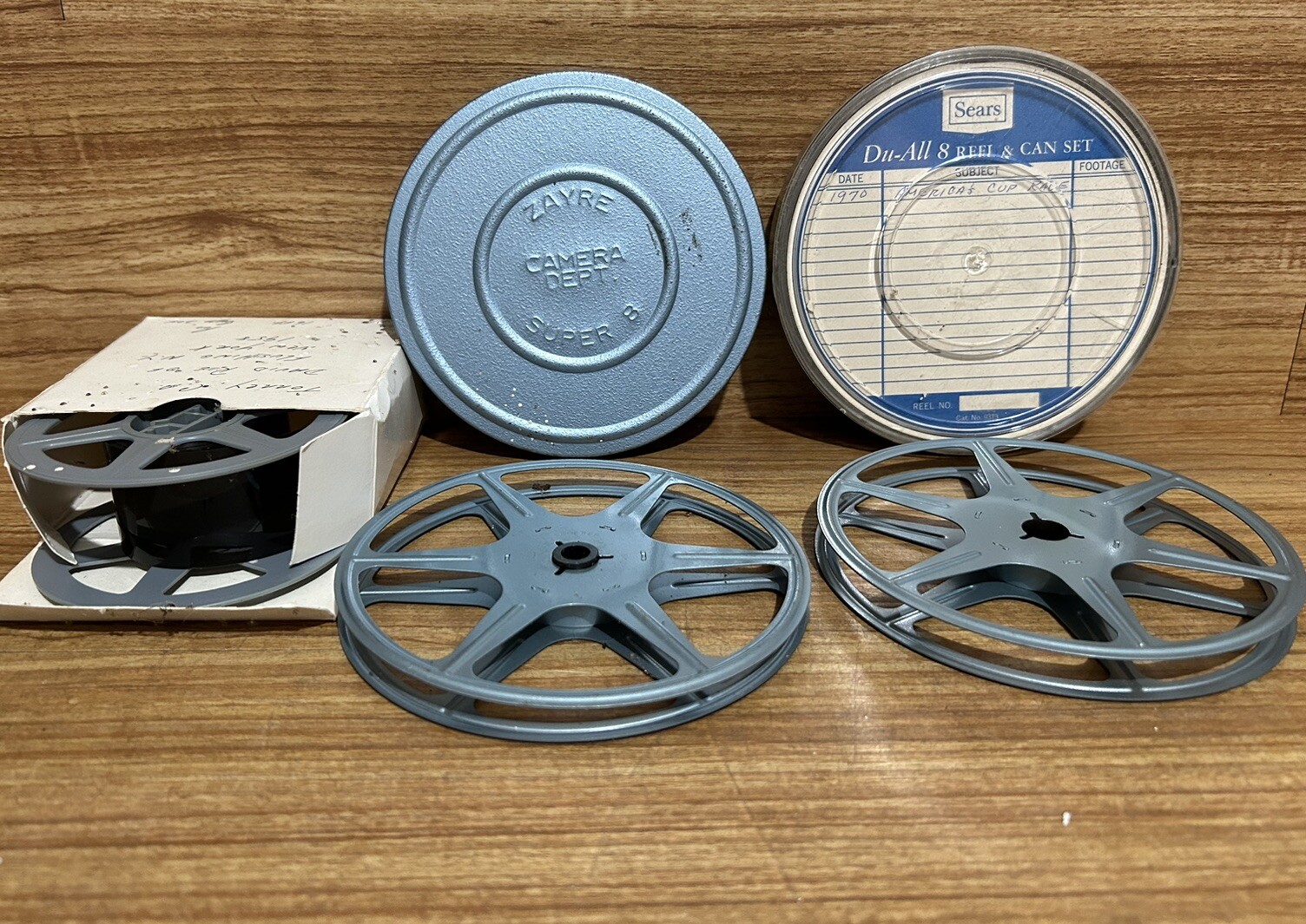 Vintage Super 8 Reel and Case Film Lot Metal Case Reel Zayre Camera Dept