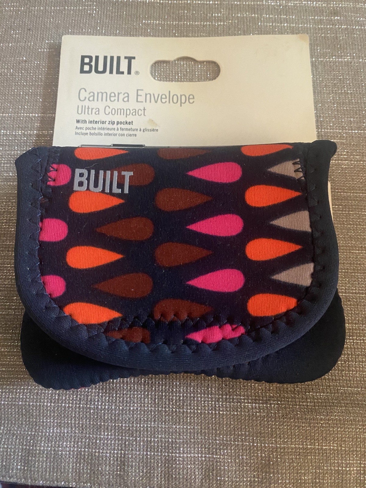 Built Ultra Compact Camera Envelope Case W/ Inside Zip Pocket. New.