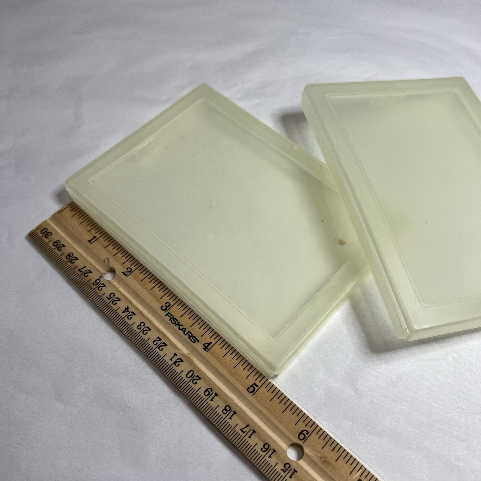 3.5×5” Single wafer carrier Lot of 2 Square plastic containers Vintage