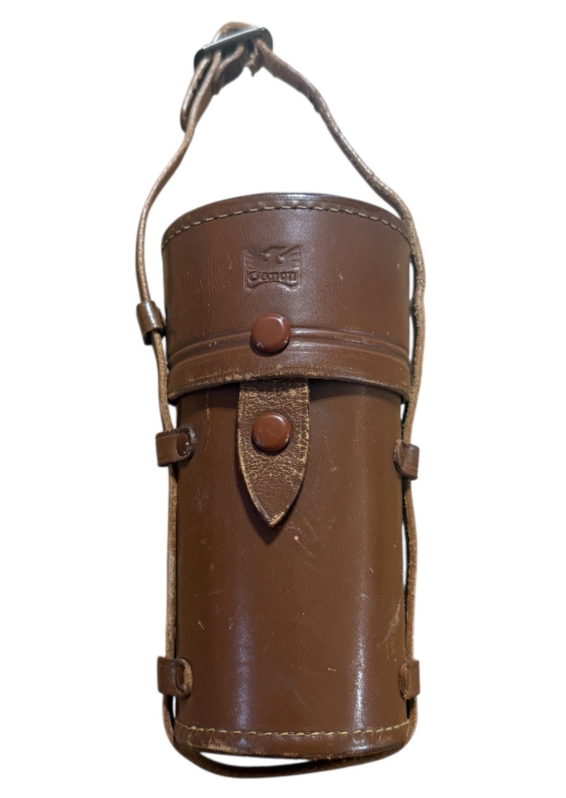 Canon Original Leather Lens Case 35mm F:19 Vtg 5.75” Brown Snap