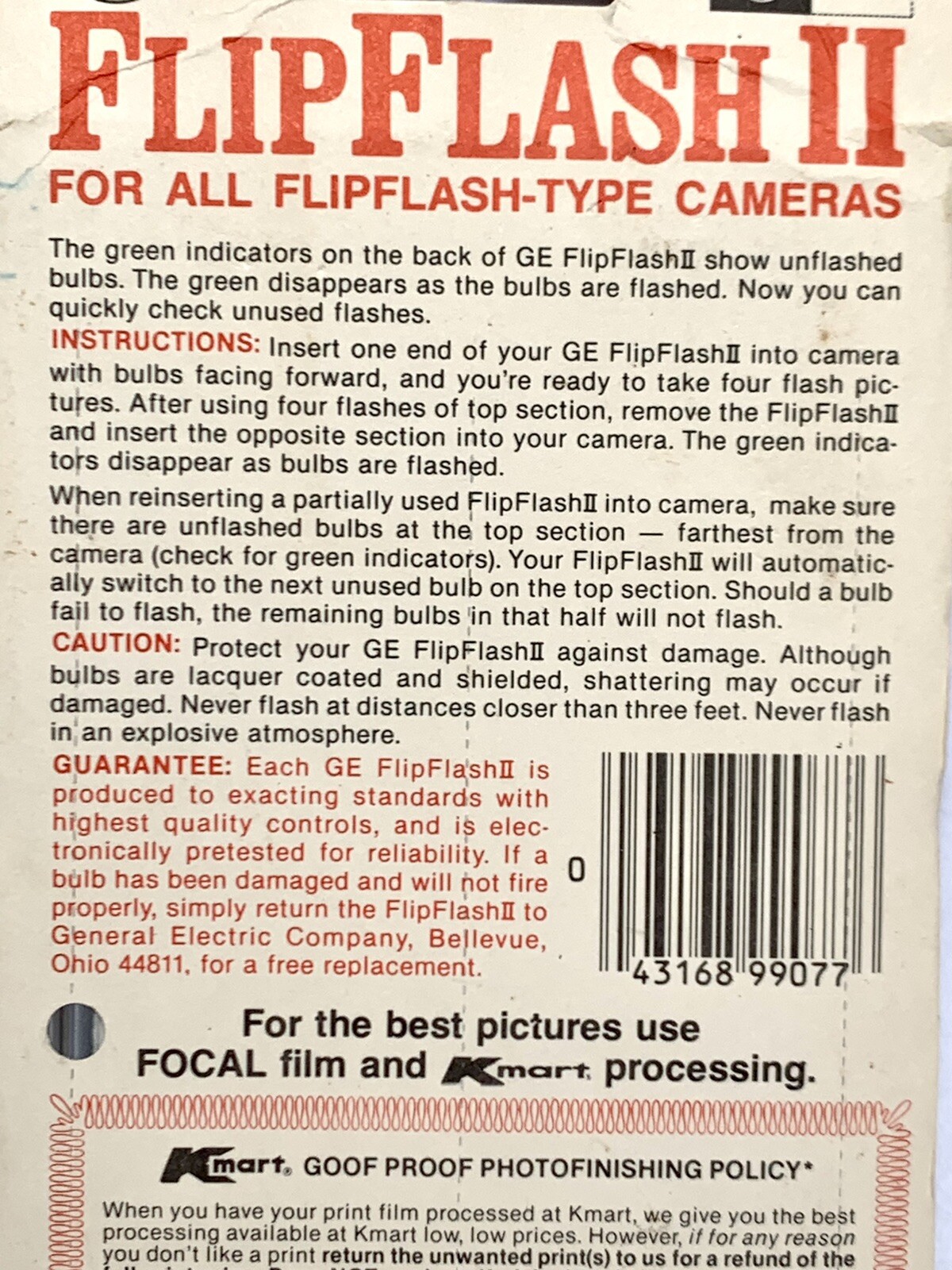 Vintage GE FlipFlash II Twin Pack Flip Flash Bulbs Made in USA Old Stock Sealed