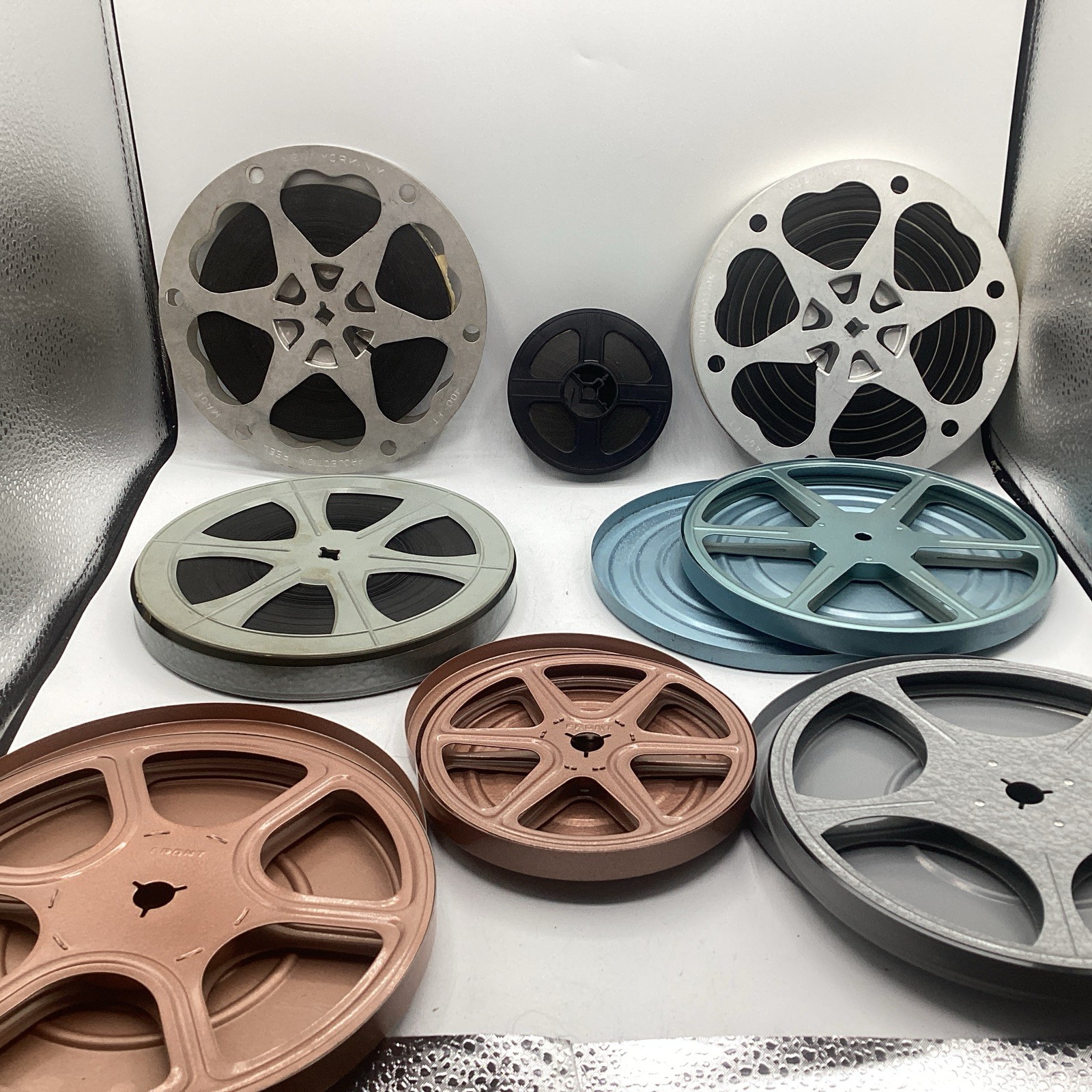 8mm Film Reels Metal Vintage Mix Lot 4 Empty 4 Full Home Movies Vacation Viewer