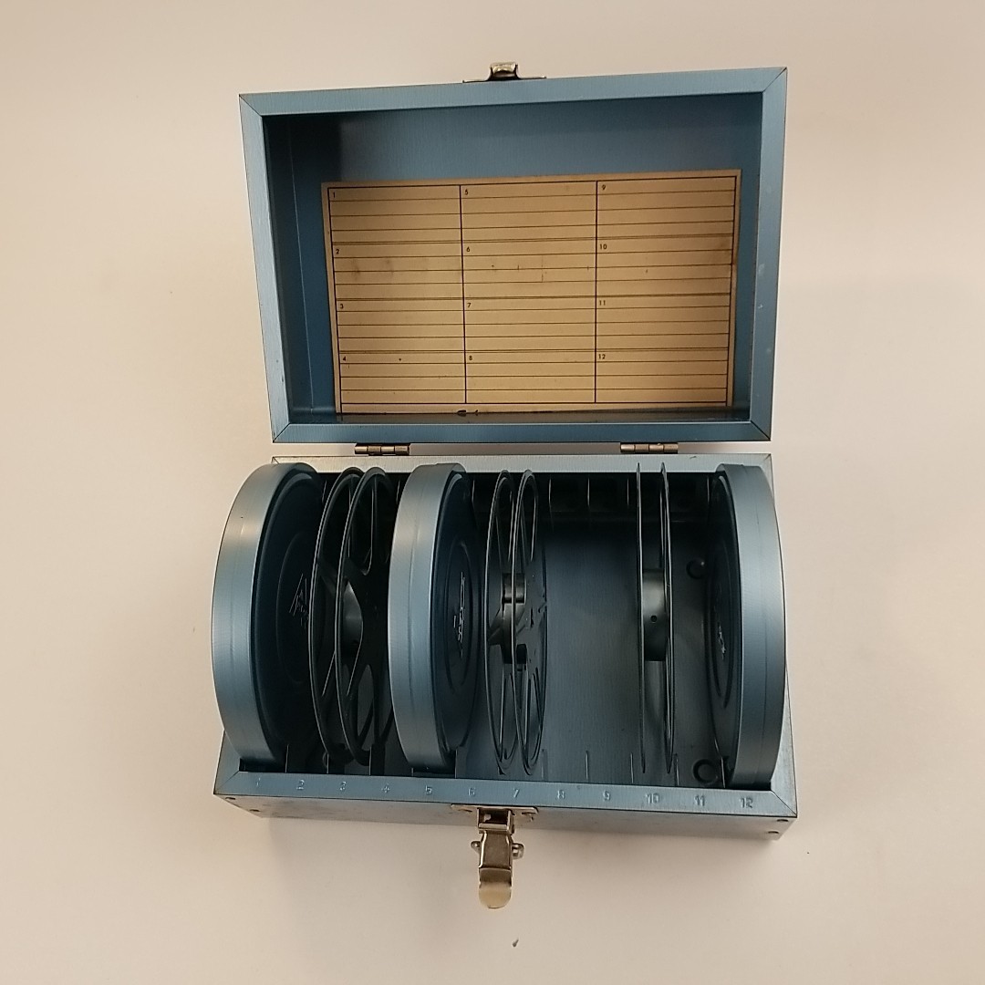 Vintage Movie Super 8mm Storage Case Box 12 Slots 3 Metal Adams Reel Cans 1960s