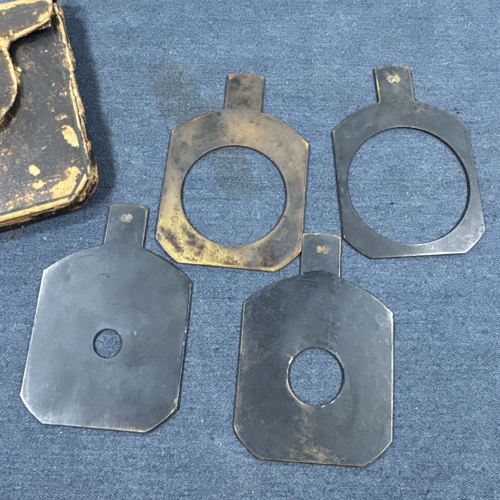 53mm Set of 4 Brass Waterhouse Stops for Petzval Lens in Leather Case
