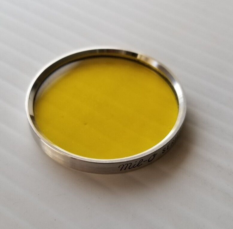 Vintage in Box Mil-O Yellow 2 Camera Metal Bound Filter For B/W Film