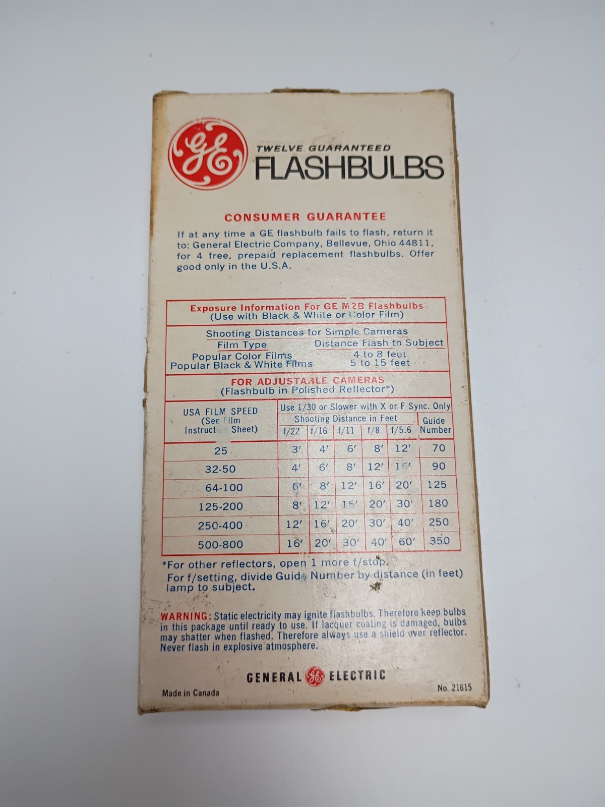 Vtg GE M2B Flashbulbs 12 Blue Bulbs General Electric
