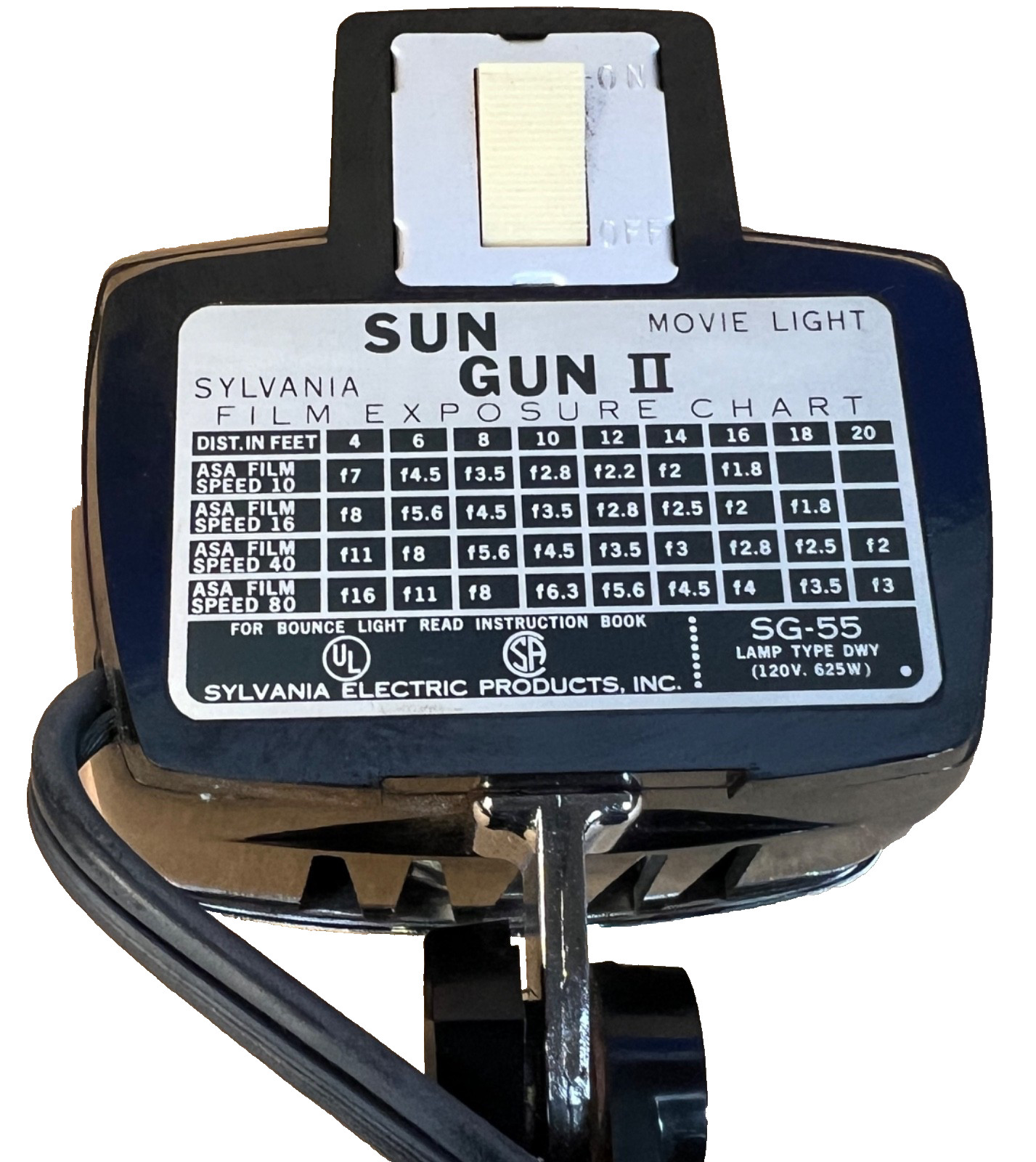 Vintage Sylvania SUN GUN II MOVIE LIGHT+Rare Dichraic Daylight Filter SG65D+Case