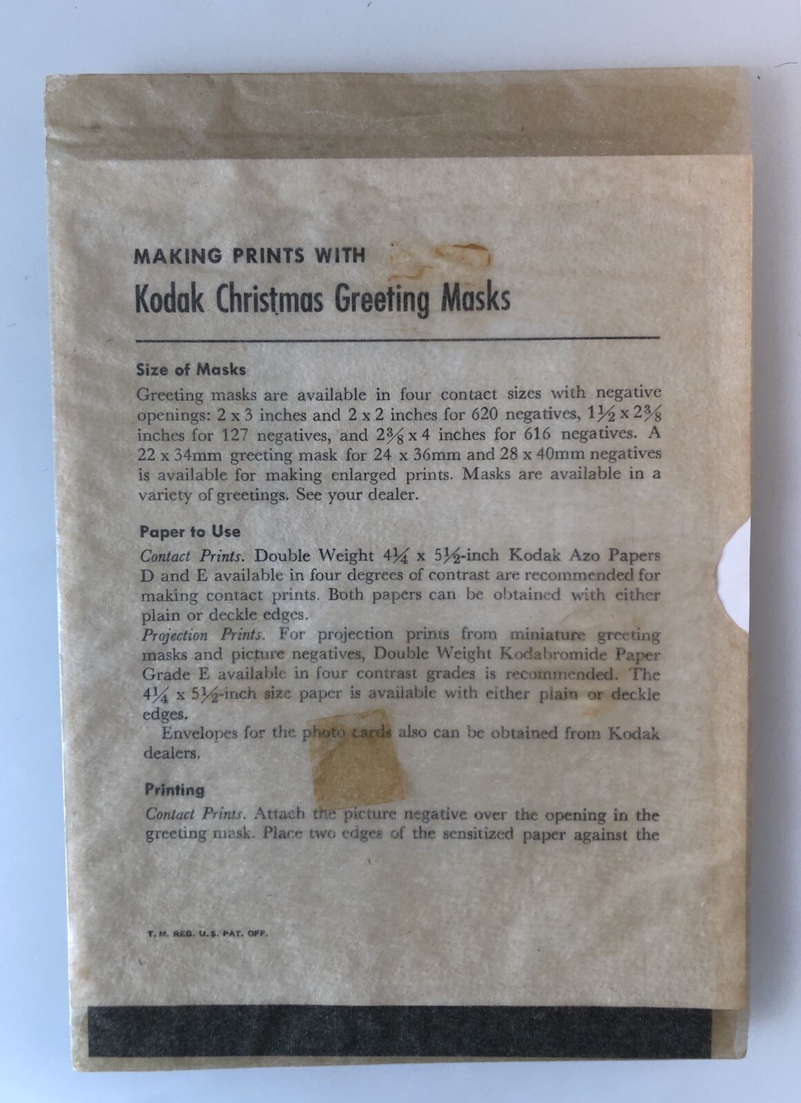 Kodak Greeting Negative No 27: 4S-Reflex 620 -Vintage Kit to make Greeting Cards
