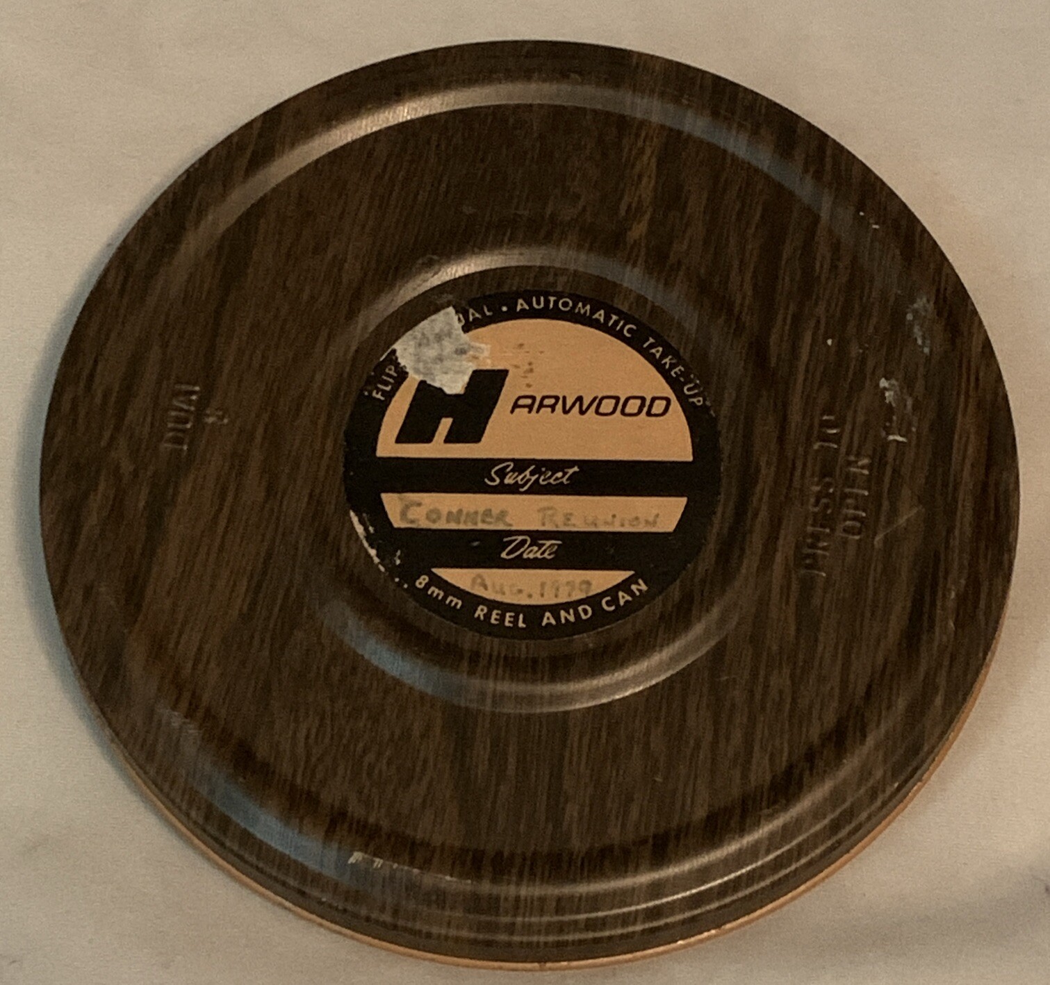Vintage Harwood 8mm Reel Can Film Holder Case Only Faux Wood Grain 5.25”
