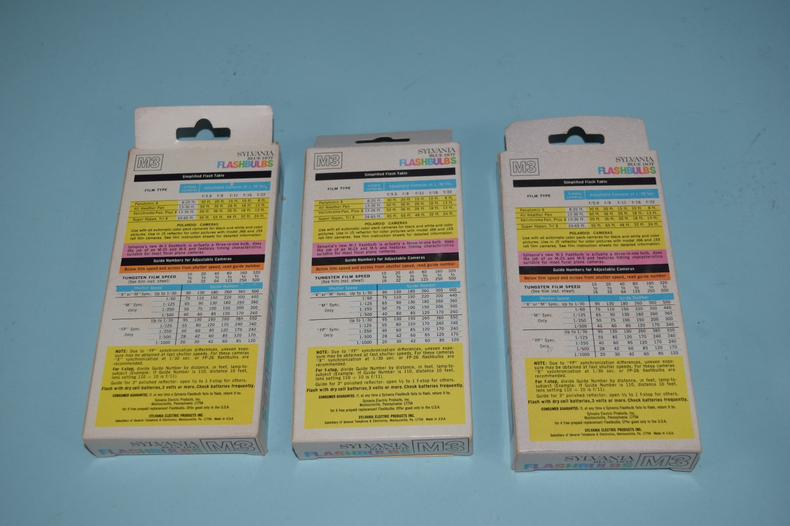 Sylvania Blue Dot Flashbulbs M3 Clear 12pk Lot of 3 (NEW-open box)