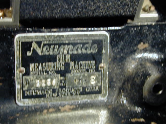 NEUMADE 16MM FILM MEASURING MACHINE MODEL HM-5-S ON PAINTED METAL BASE