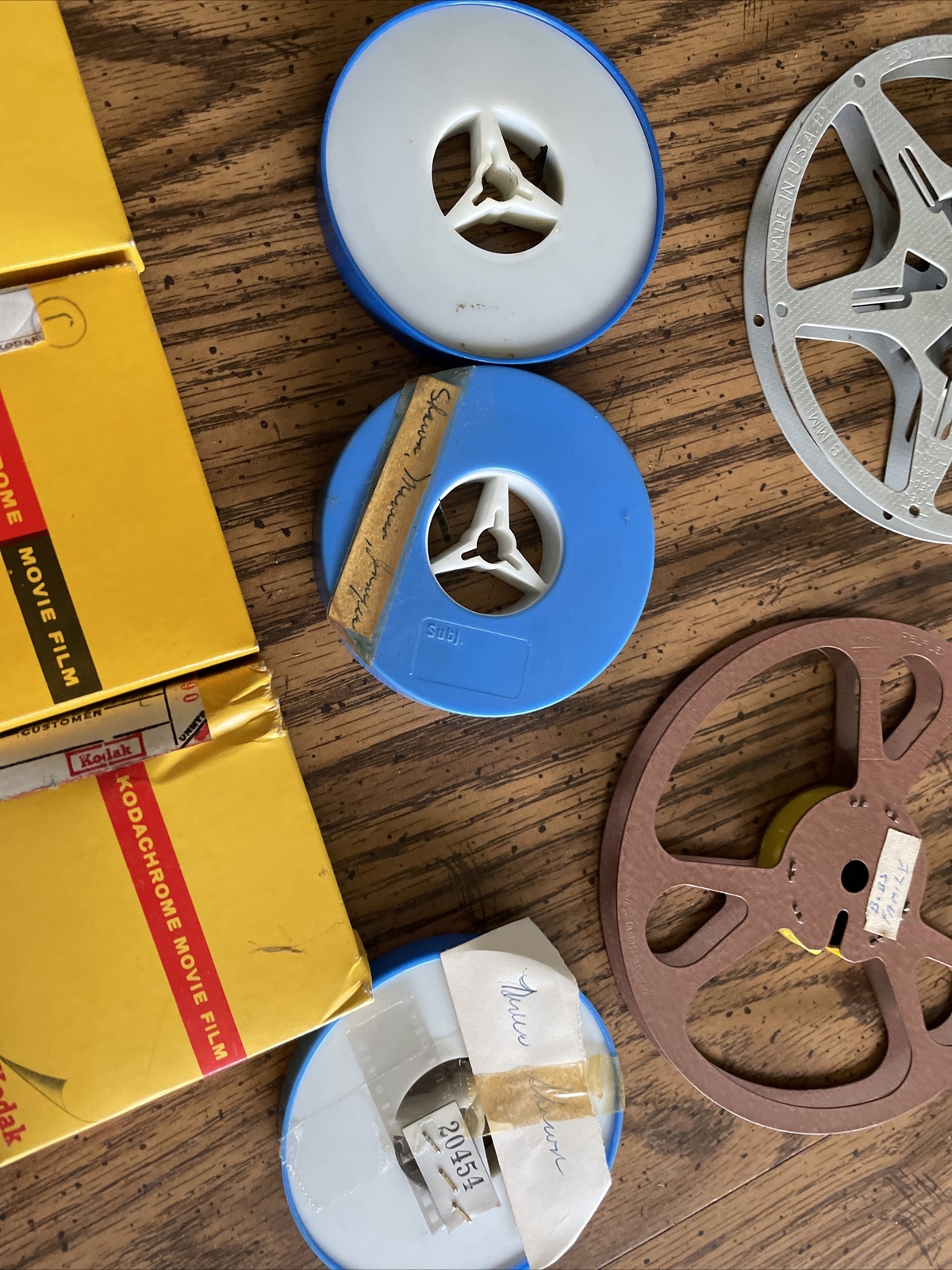 Vintage Lot Of Film Reels, Cans, & Film -Goldberg Filmgrip Relflex W/Box, Kodak