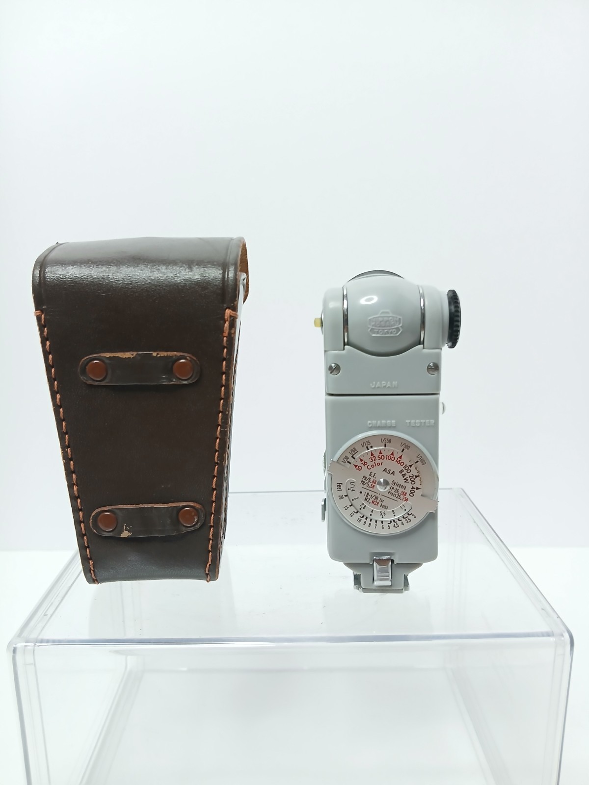 Vintage Nikon BC-5 Range Finder Folding Fan Flash Unit W/Original Leather Case
