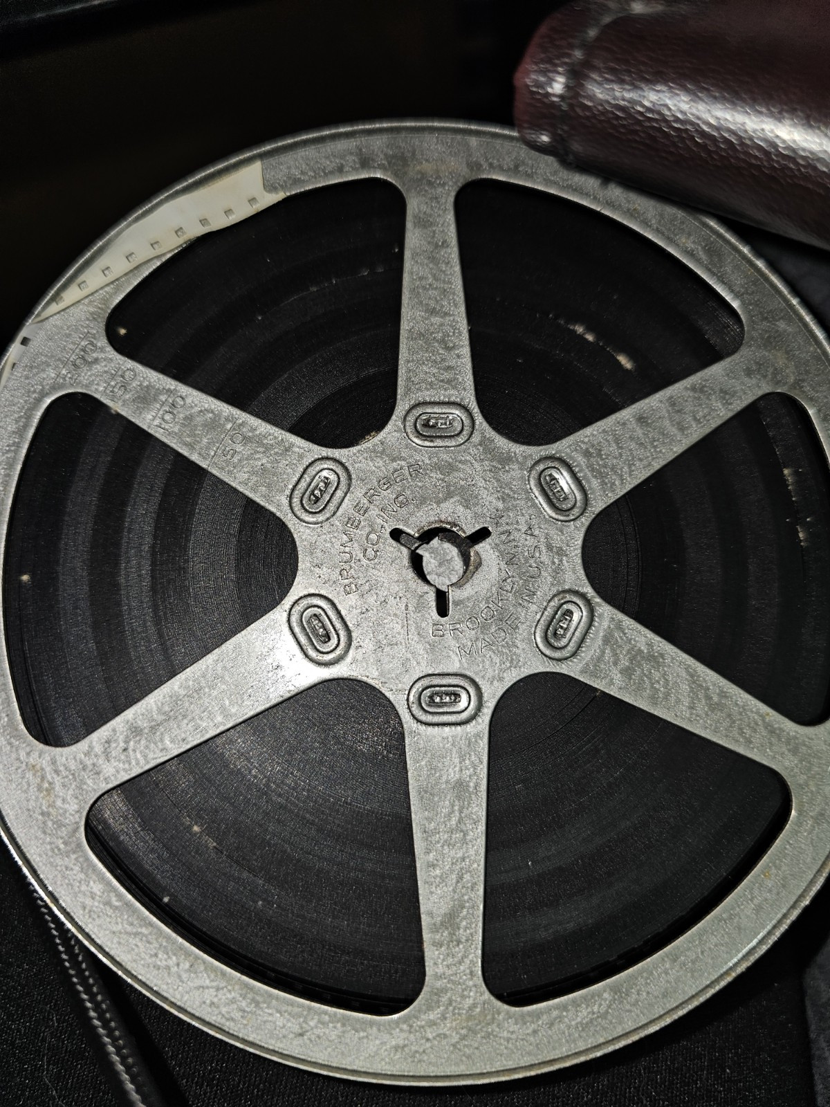 Vintage BRUMBERGER Super 8mm Film Reel Holder Carry Case Metal Box Movies Etc