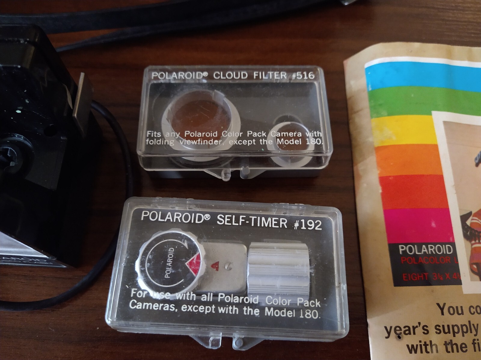 Vintage Polaroid Box, Filter, Self Timer, Flash, Print Coater Set