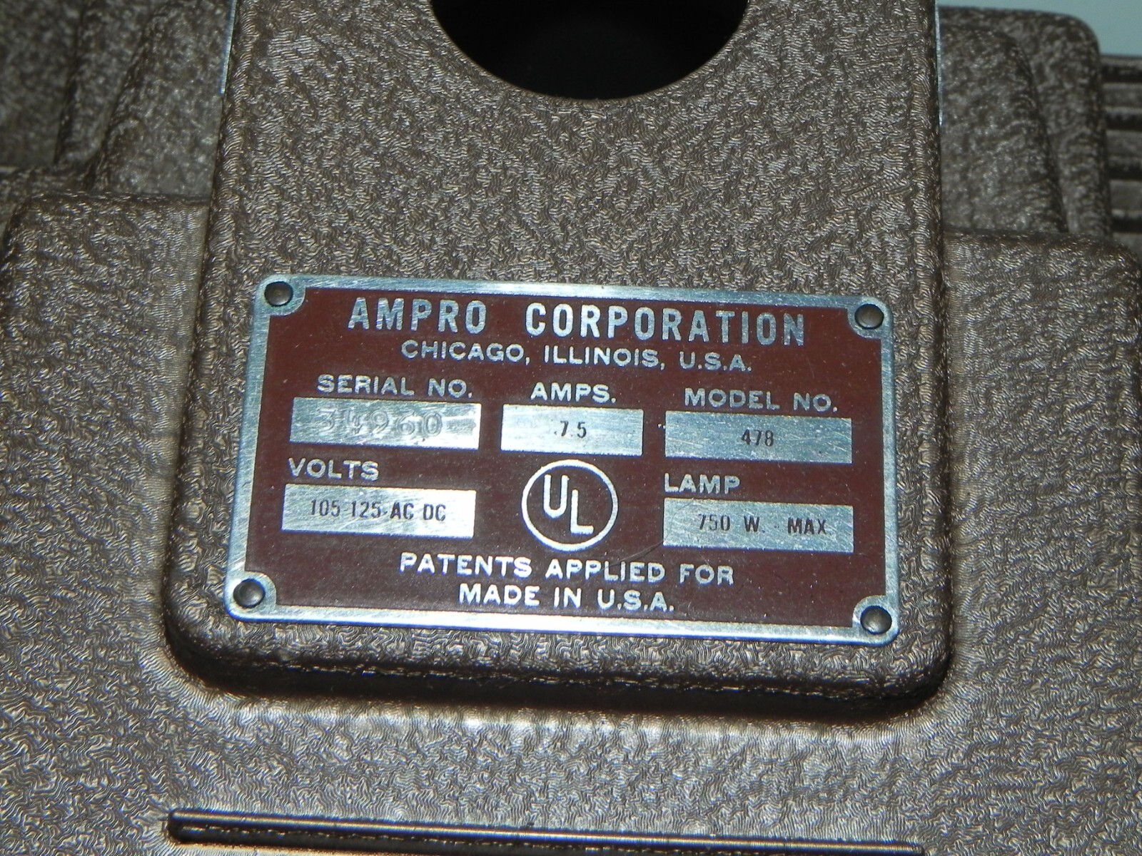 Ampro Futurist 8 Projector Parts: Fram Front piece with ID