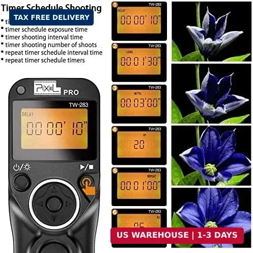 PIXEL Digital SLR Cameras Shutter Release Remote Control Timer for Nikon Z6 Z7 D