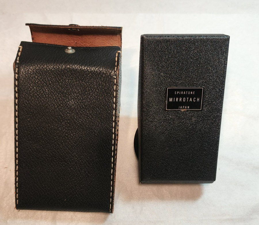 Vintage Spiratone Mirrotach Mirror Screw Mount Made in Japan, with leather case