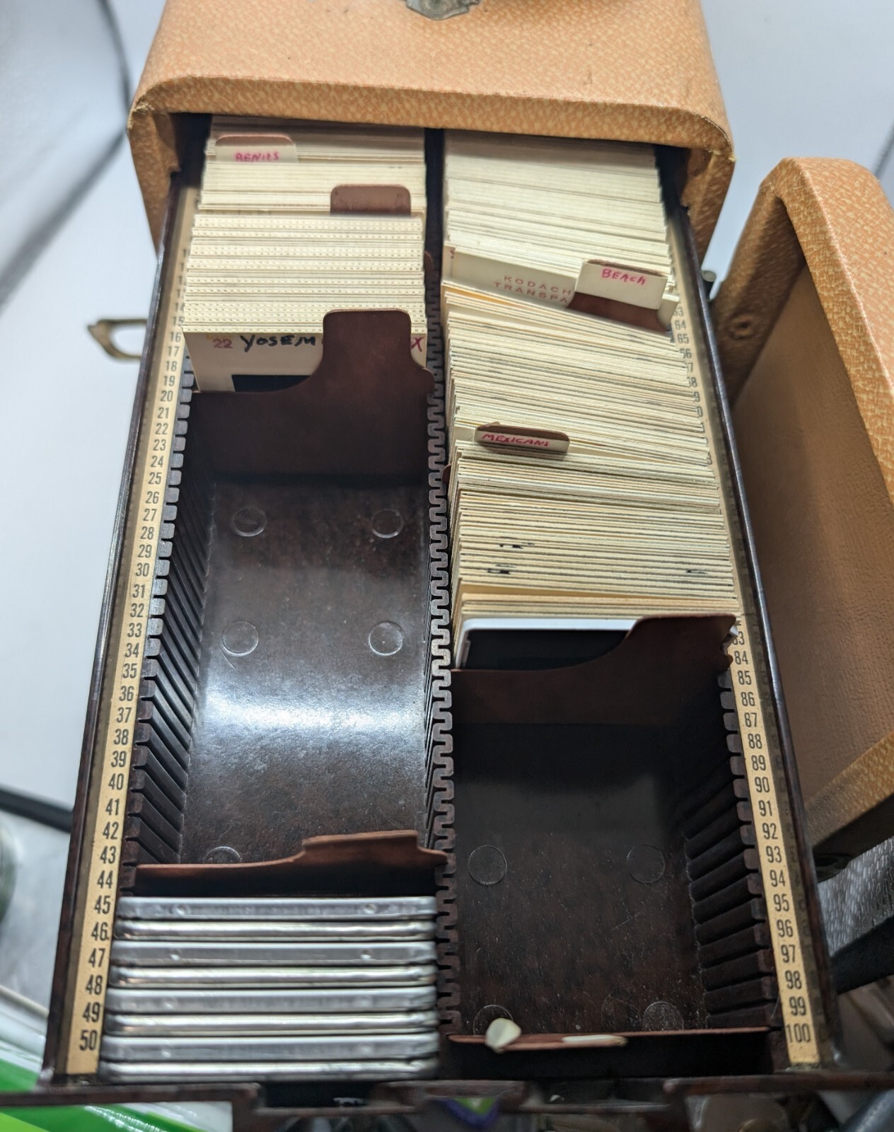 Vintage Barnett & Jaffe BAJA 3-Drawer Slide Storage Case 1950’s W/ Slides