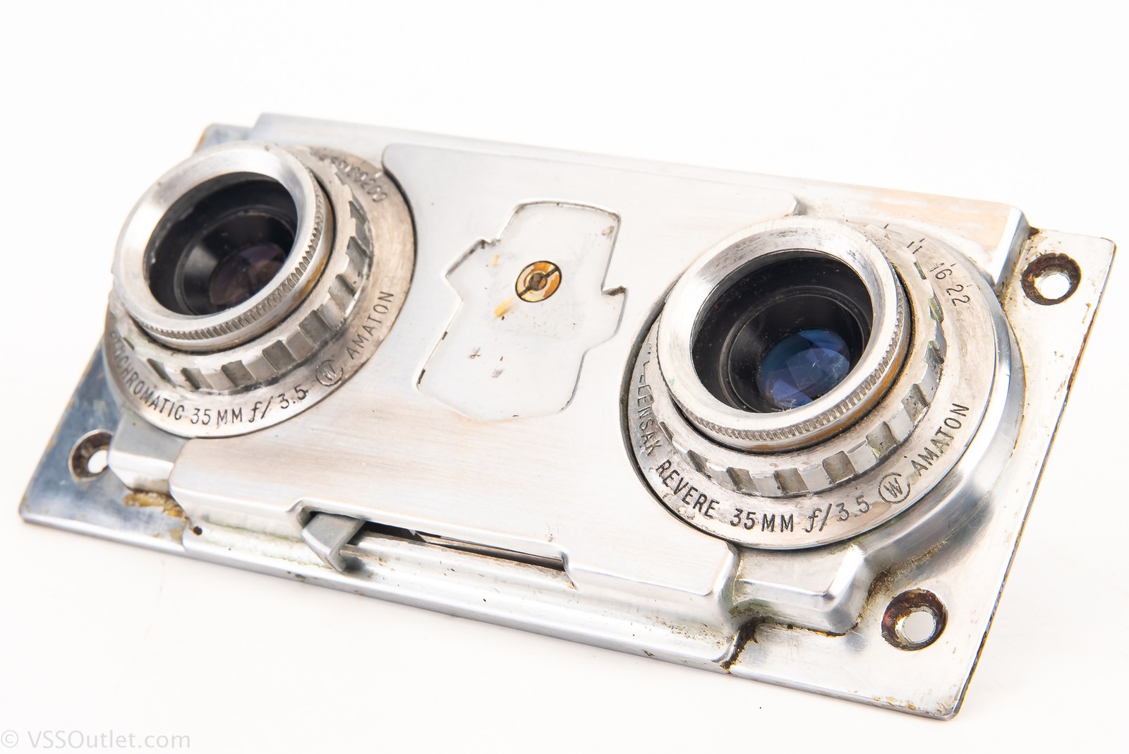 Revere Stereo 33 Camera Twin Amaton 35mm f/3.5 Lens & Shutter Assembly READ V23