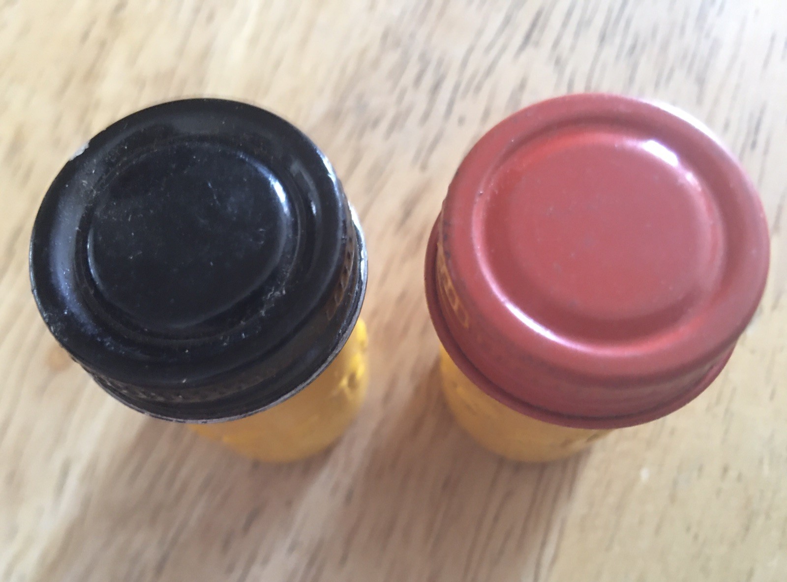 2 Vintage Kodak Metal Film Canisters Container Black Red Color Cap Embossed 35mm