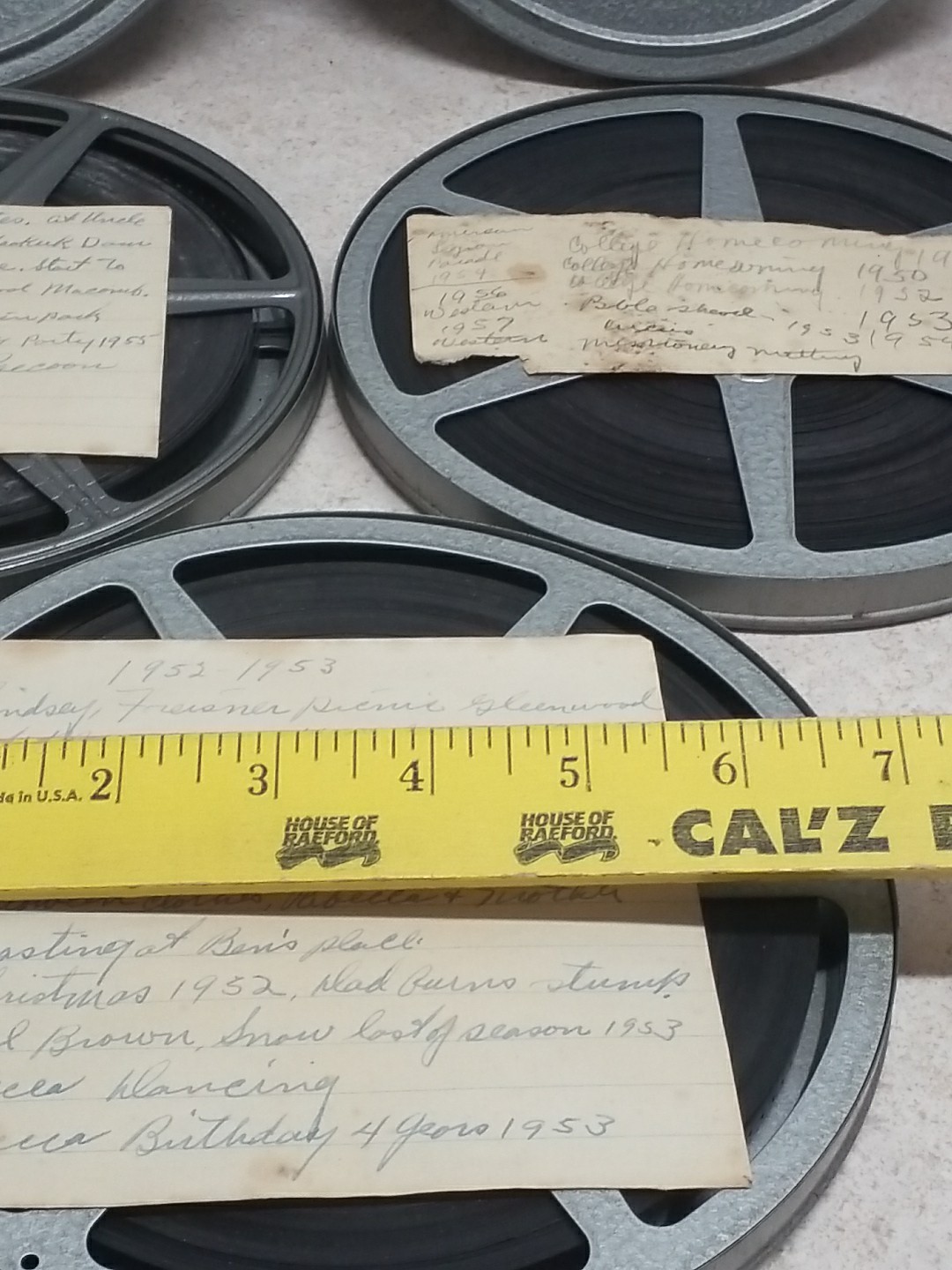 3 BRUMBURGER 8mm Film Canister and Take Up Reel 7″ Brooklyn NY, USA Metal Cases